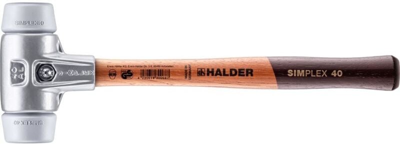 SIMPLEX-Schonhammer, TPE-mid mit Aluminiumgehäuse und hochwertigem Holzstiel D=40 mm 3103.040