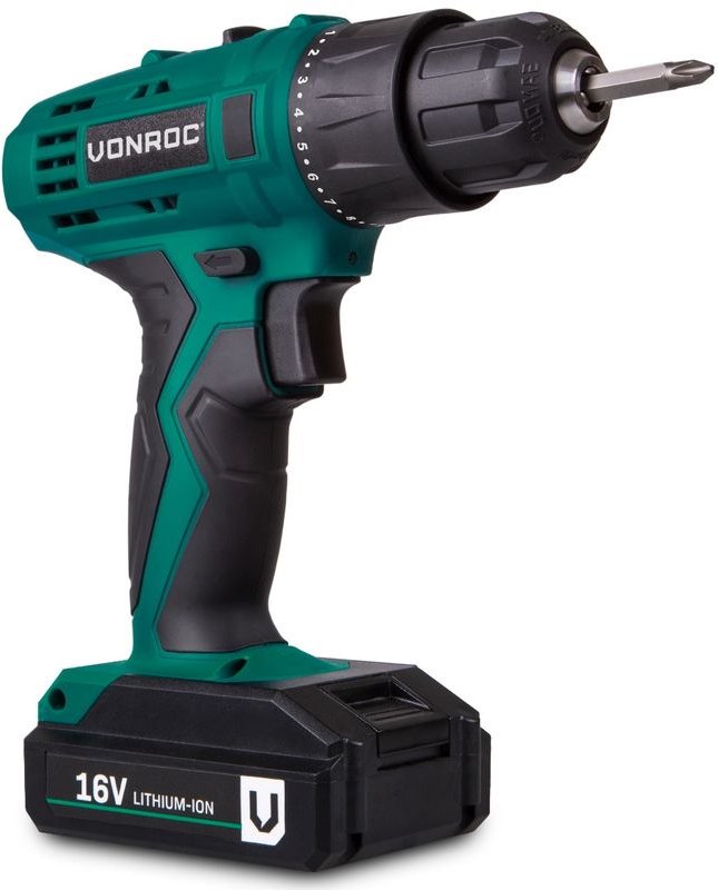 Akku-Bohrmaschine 16V Inkl. 1.5Ah Akku, Schnellladegerät, 2 Schraubbits und Aufbewahrungstasche