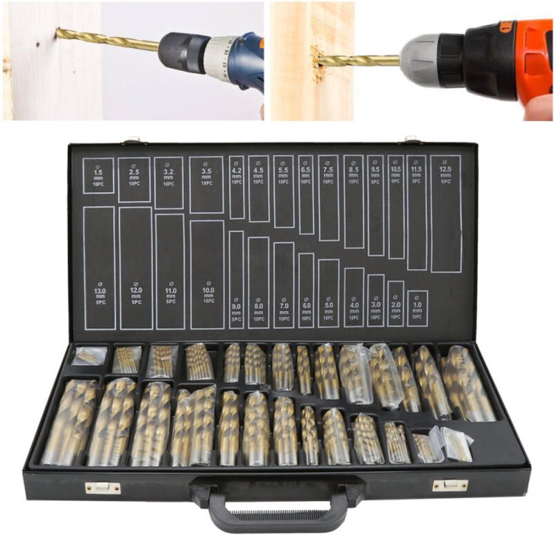Thumbnail - Vingo - swanew 230tg Metallbohrer Spiralbohrer Spiral-Bohrer Holzbohrer titan hss Set 1-13mm