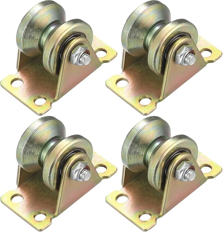 4 Stück Hebeflaschenzug, V-Nut-Rad, Heberad, Rillenrad, Kabelrollen für Seile, Schienentore, Gleiten (V-Nut-Rad) (V-Roll...
