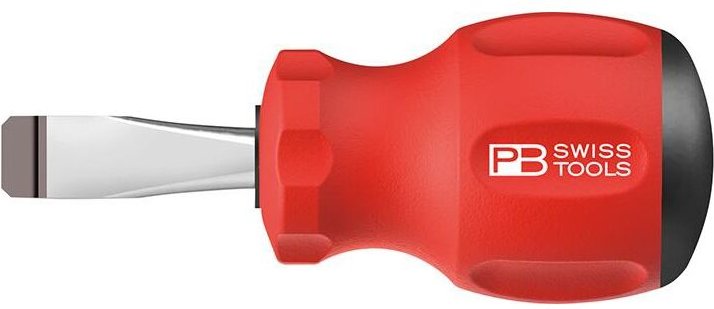 Pb Swiss Tools - Schraubendreher Stubby Schlitz 6,5x1 x 30mm, SwissGrip
