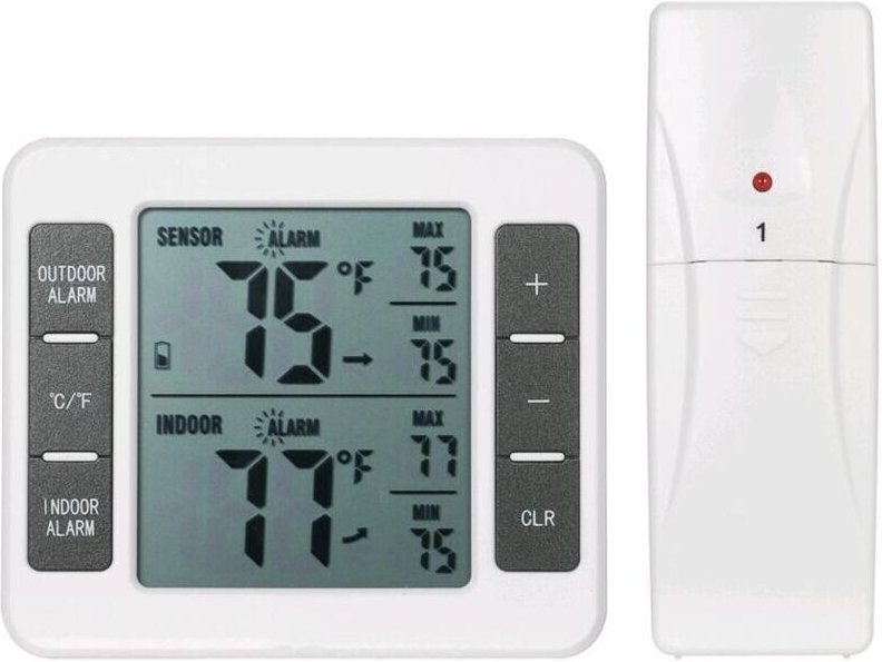 1pc Wireless Kühlschrank Gefrierschrank Thermometer mit 1 Sensor - Min/Max Akustischer Alarm Ymyny