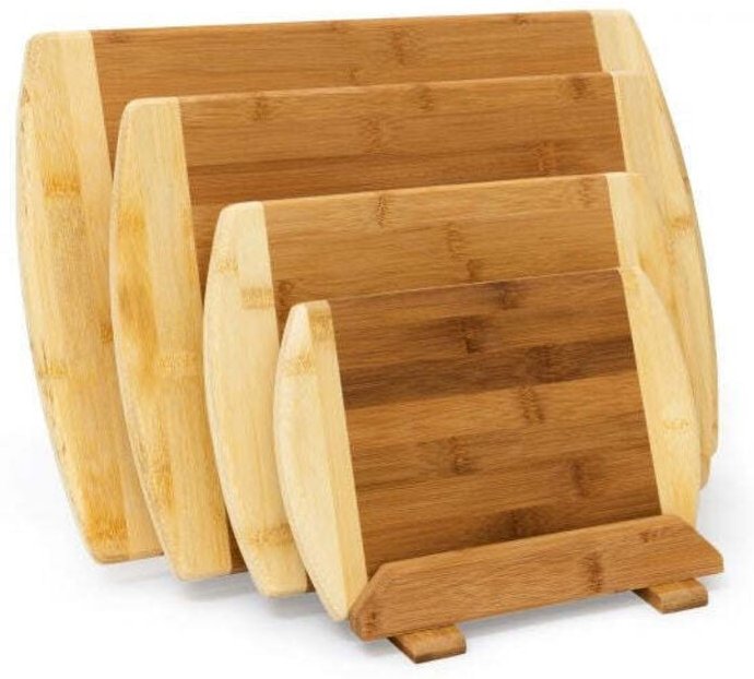 Bambus schneidebretter 4er set mit halterung