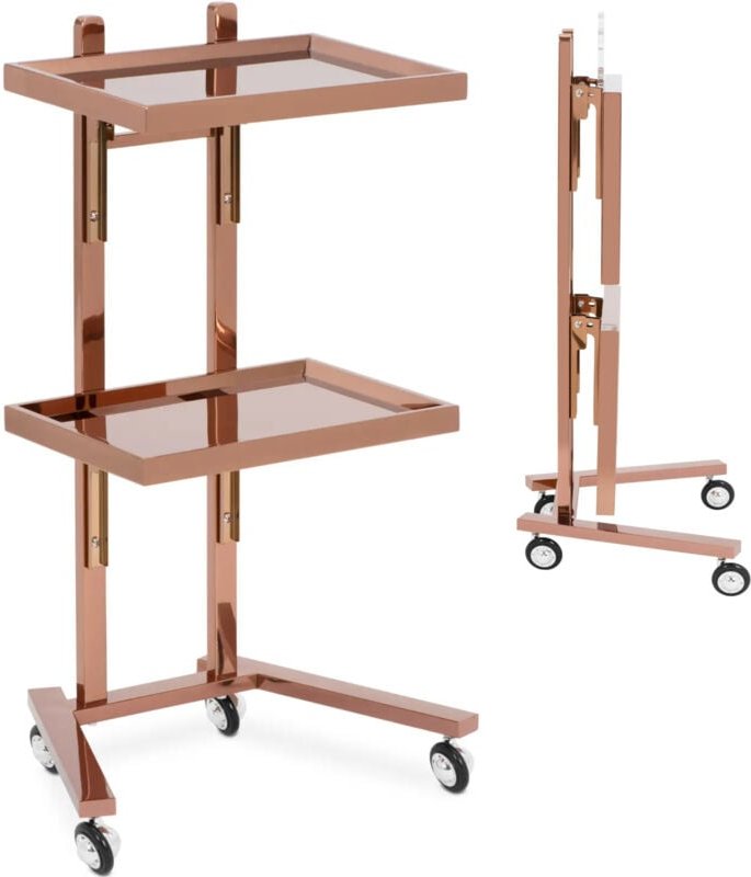 Thumbnail - Physa - Kosmetikwagen roségolden 2 klappbare Ablagen 10 kg Arbeitswagen Salon-Trolley