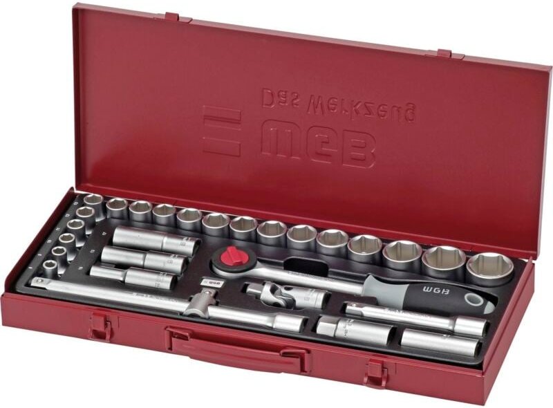 WGB - Steckschlüssel-Satz No. 3880 1/2' vierkant mit Umschaltknarre 29-teilig