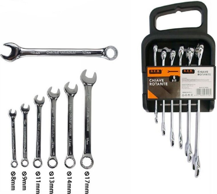 Trade Shop Traesio - Trade Shop - konfekt 6 key pezzzes combinata cricchetto anello variat misure 07458 -