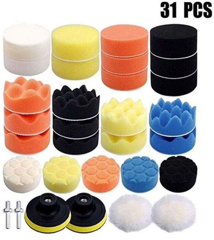 Thumbnail - YMYNY 31-teiliges 80-mm-Polierpad, Polierschwamm, Polierschwamm-Set mit M14-Bohrer zum Schleifen von Autos, Polieren für...