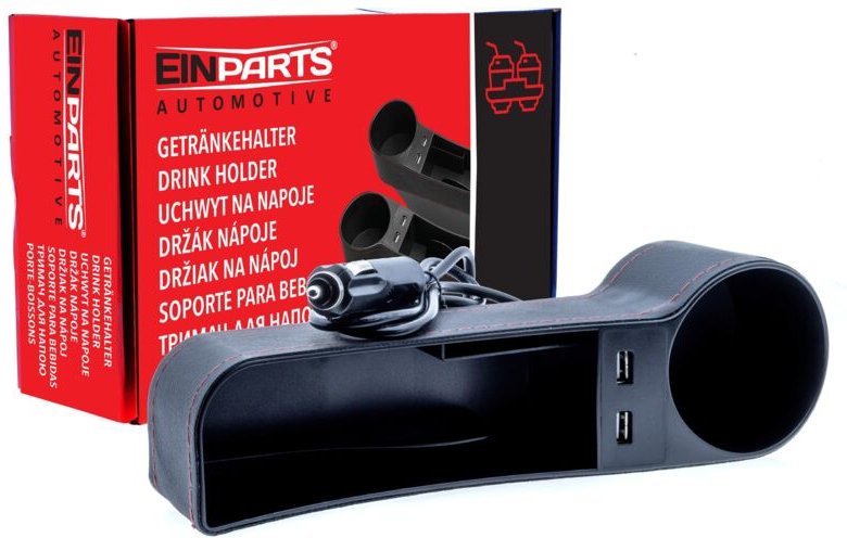Getränkehalter fürs Auto mit USB-Anschlüssen – Fahrerseite