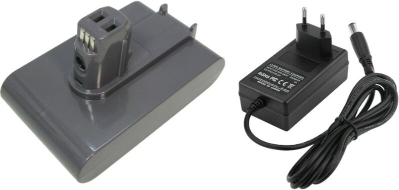 2in1 Set: Li-Ion Akku 22,2V / 2000mAh + Ladegerät inkl. Netzteil für viele Dyson Staubsauger wie DC31 Animal ersetzt 170...