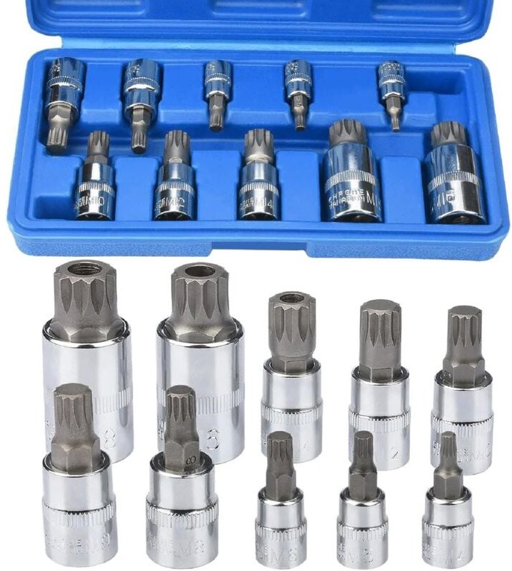 1/2'', 1/4'', 3/8'' Torx-Steckschlüssel, 12-Punkt-Torx-Bit M4 M5 M6 M8 M10 M12 M14 M16 M18, Inbus-Steckschlüssel mit Box