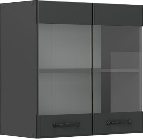 Vicco - Küchenglashängeschrank R-Line, Anthrazit Landhaus, 60 cm