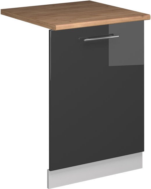 Vicco - Geschirrspülblende Fame-Line, Anthrazit Hochglanz, 60 cm , ap Eiche