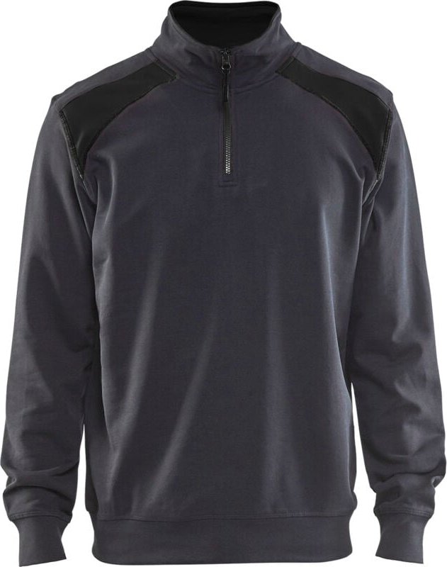 Arbeits-Sweatshirt mit Doppelkragen in zwei Farben 3353 - Grau/Schwarz XXL