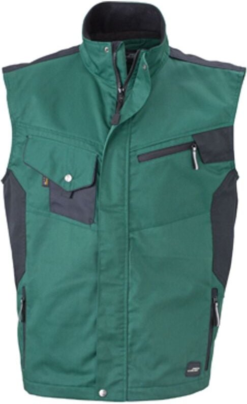 Thumbnail - James & Nicholson Workwear Weste JN822 Gr. XL dark-green/black