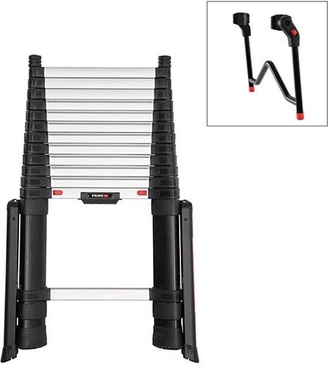 Teleskopleiter 4.10m mit Stabilisatoren und Frontspacer - maximale Arbeitshöhe 4.90m - TEL-72241STAB/EC