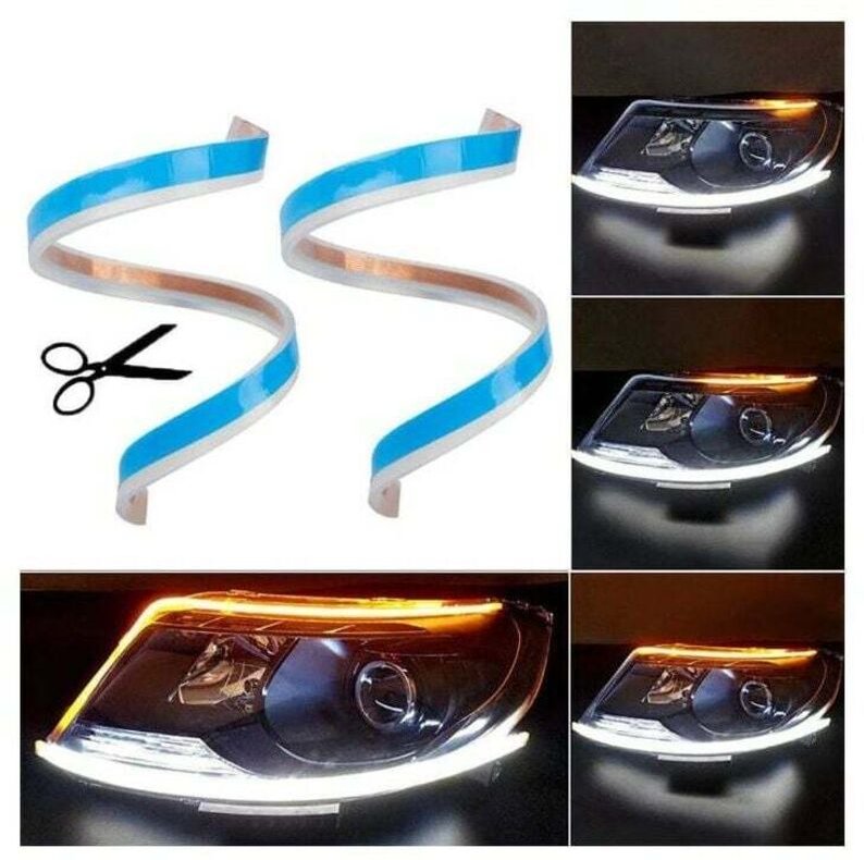 Lntyq - 45 cm langer LED-Streifen für Autoscheinwerfer mit dynamischem sequentiellem Signal und Tagfahrlicht