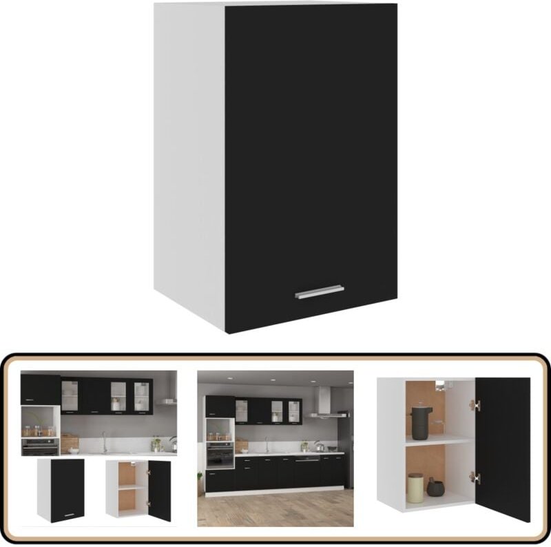 Hängeschrank Schwarz 39,5x31x60 cm Holzwerkstoff - Küchenregal - Hängeschrank - Holzschrank - Schwarz - Regal