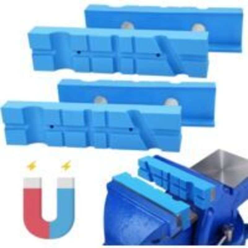 Alovez - 2 Stück tpu magnetischer Schraubstockschutz, weicher Schraubstockbackenschutz, blau, magnetischer Schraubstockb...
