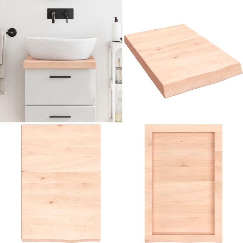 Waschtischplatte 40x60x(2-6) cm Massivholz Unbehandelt - Waschtischplatte - Eiche - Holzarbeitsplatte - Badrenovierung -...