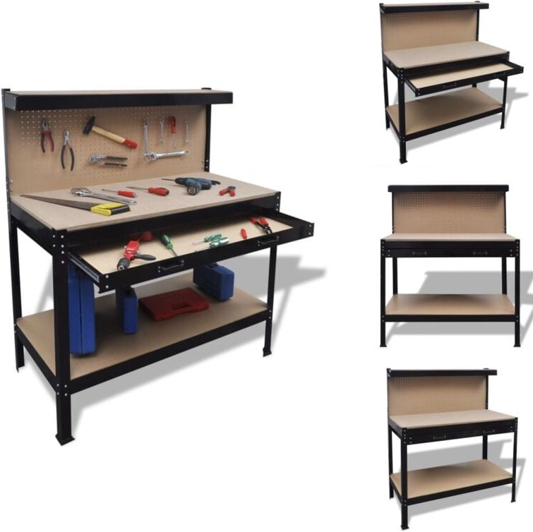 Vidaxl - Werkbänke - Werkbank mit Lochwand und Schublade - Braun