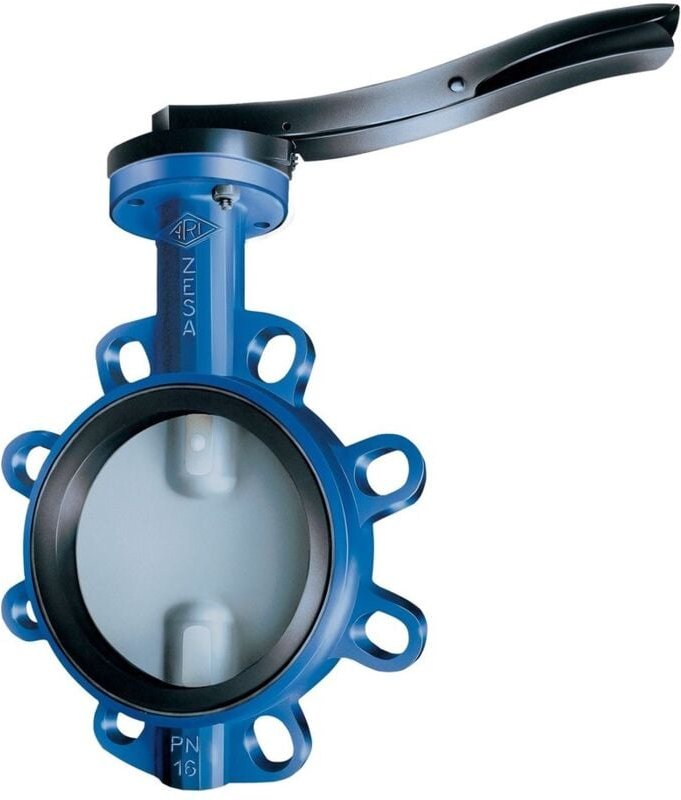 Ari Armaturen - ari Zwischenflanschklappe Zesa 22012 dn 125 pn 16, Scheibe aus Edelstahl, Rasthebel epdm Thermo-Anzeige ...