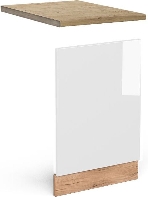 Frontblende R-Line, Weiß Hochglanz, 45 cm , AP Eiche, Vicco