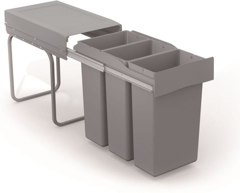 Victory - Einbau-Abfallsammler Bio Trio 30 Liter in Alugrau Vollauszug