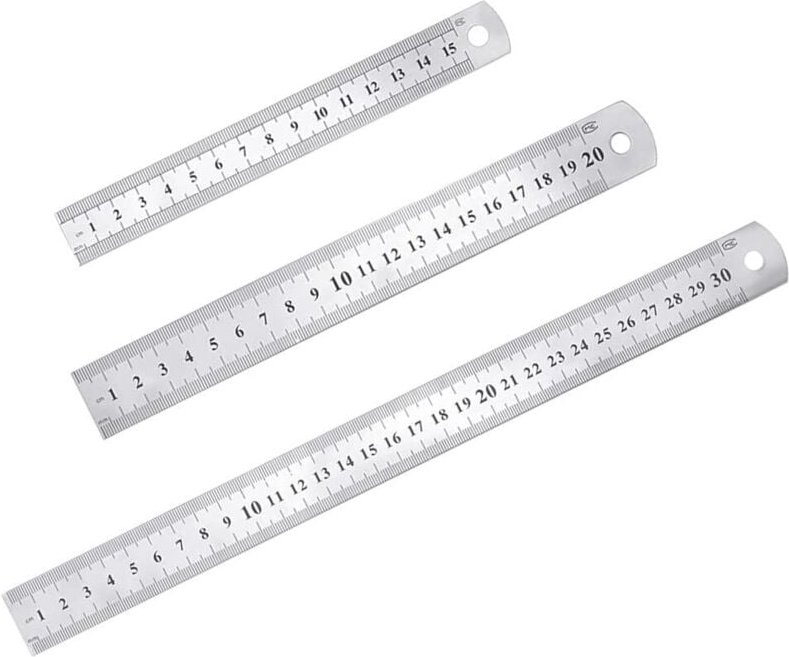 Thumbnail - 3-teiliges Edelstahllineal, Präzisions-Lineal aus Metall, gerades Lineal-Set, 15 cm (6 Zoll), 20 cm (8 Zoll), 30 cm (12 ...
