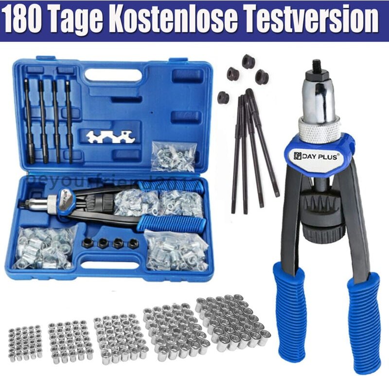 150tlg Einnietmuttern M5-M12 Gewindenieten mit Nietenzange Nietmutternzange Set