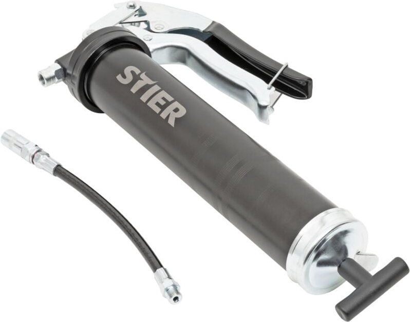 Einhand-Fettpresse mit Nylonschlauch, Arbeitsdruck 410 bar, Kompatibel mit allen gängingen Fettkartuschen, ergonomischer...