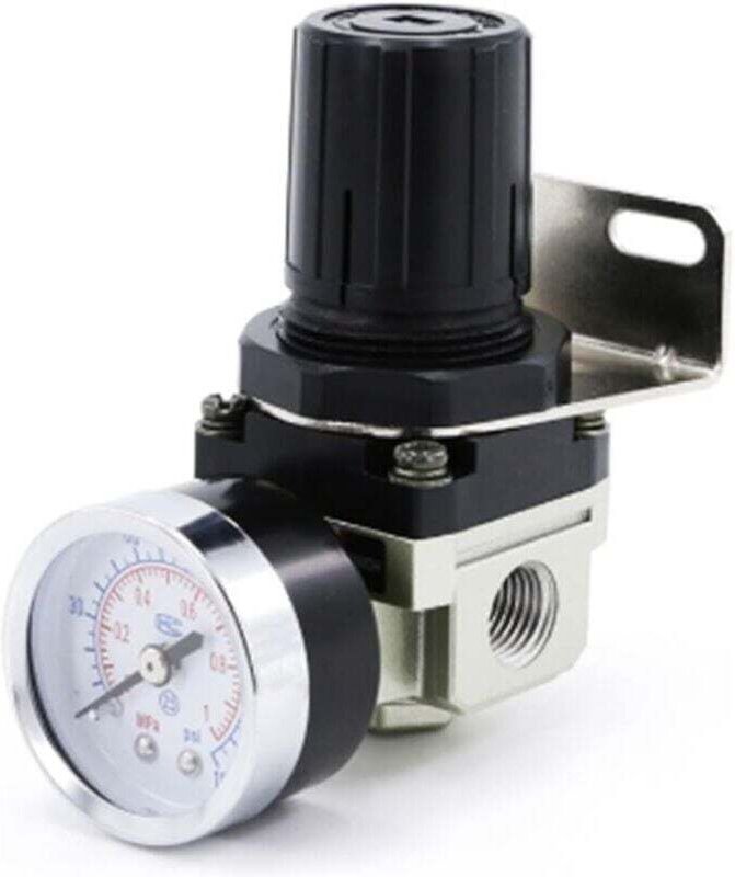 Luftdruckregler, AR2000-02 G1/4 Luftbetriebener Kompressor mit Manometer, 1/4 Zoll Aluminiumlegierung Einstellbares Luft...