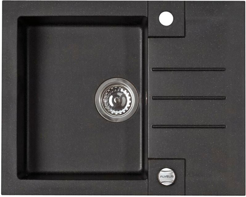 Alveus Rock - Granit-Spüle 60x48 cm, mit Ablaufsystembedienung, carbon 1090951