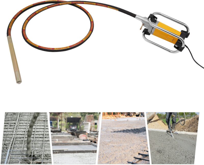 Elektrischer Betonr체ttler 2000 w, Betonr체ttelger채t, tragbarer Betonr체ttler mit 4 m R체ttelstange, Farbe gelb.