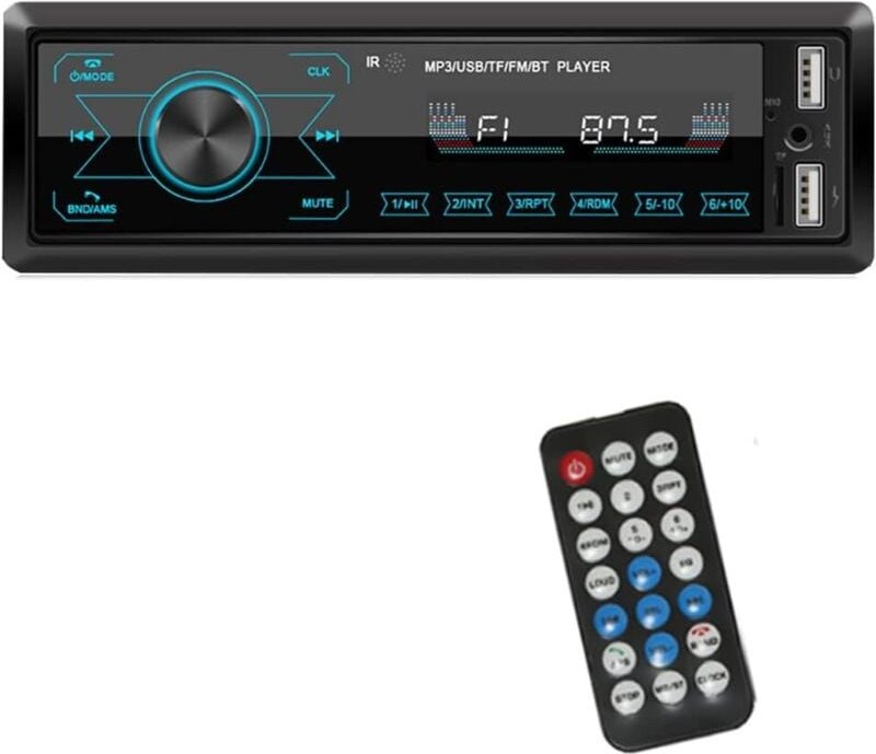 12-V-Autoradio, Bluetooth, Freisprecheinrichtung mit USB und MP3-Player, 7-farbige LED, unterstützt iOS- und Android-Tel...