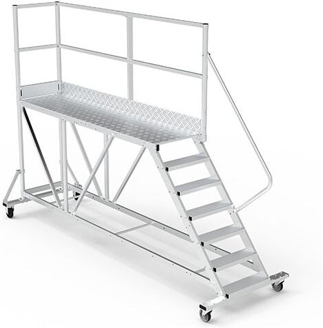 Mobile Plattform mit Geländer rechts und hinten - Maximale Arbeitshöhe 2.80m - PTF254D