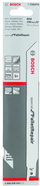 FP - Bosch Accessories 2608658033 Säbelsägeblatt s 725 vfr, Special for Pallet Repair, 5er-Pack 1 St.