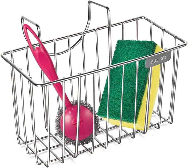 Edelstahl Küche Schwamm Halter Waschbecken Organizer Seifenschale Flüssigkeit Abtropffläche Pinsel Caddy