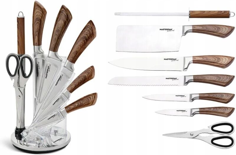 Küchenmesser-Set im Ständer 8-teilig Schärfer Schere SCHARF