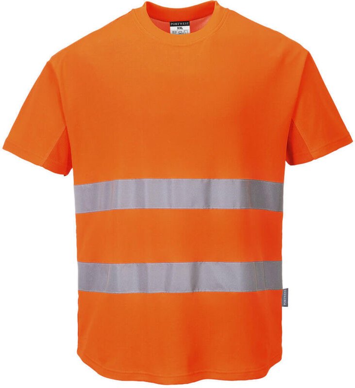 Atmungsaktives T-Shirt mit 2 orangefarbenen Streifen, 3XL