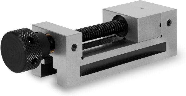 Eberth - Präzisionsschraubstock mit Spindel, Backenbreite 50mm, maximale Spannkraft 65mm, Backenhöhe 25mm, aus robustem ...