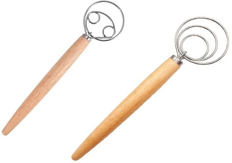 Teigbesen aus Edelstahl, Teigbesen im holländischen Stil, Brotteig-Handmixer, Holzgriff, Küche