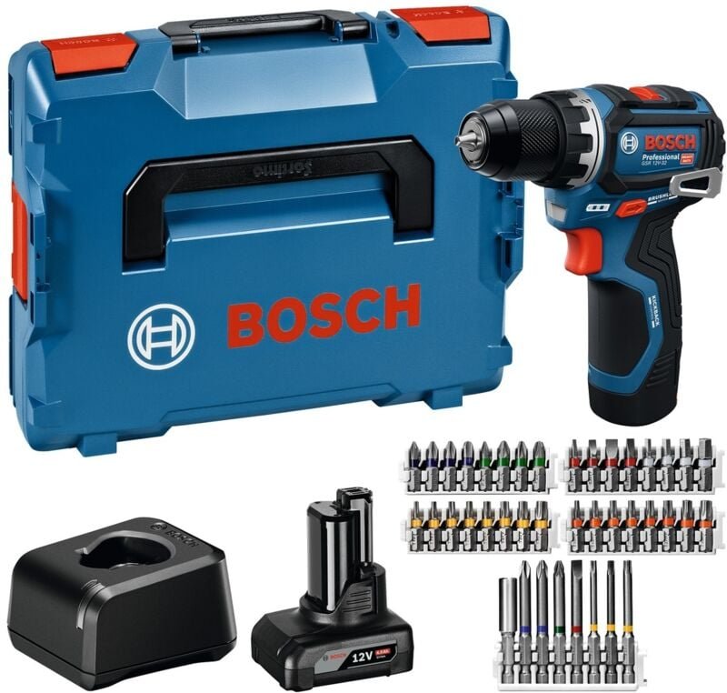 Thumbnail - Bosch Professional Bosch Akku-Bohrschrauber GSR 12V-32, incl. 2x Akku GBA 2 bzw. 4 Ah, Ladegerät, Zubehör, L-BOXX