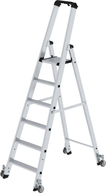 Günzburger Steigtechnik - Stufen-Stehleiter einseitig begehbar mit Rollen 6 Stufen - 041106