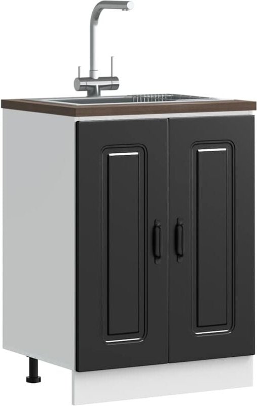 Spülenunterschrank Kalmar Schwarz 60x46x81,5 cm Holzwerkstoff - Vidaxl