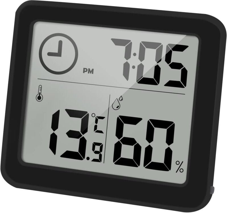 Thumbnail - Aougo - Digitales Thermometer/Hygrometer, 3,2 Zoll großer LCD-Bildschirm, Raumtemperaturüberwachung und Luftfeuchtigkeit...