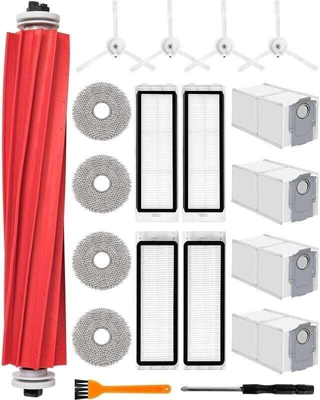 19pcs Accessoires Pièces de Rechange pour Roborock q Revo Aspirateur Accessoire Kit avec 1 Brosse Principale, 4 Lingette...