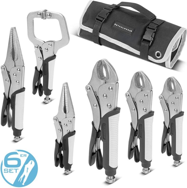 STAHLWERK Gripzangen Set 6-teilig Klemmbereich einstellbar