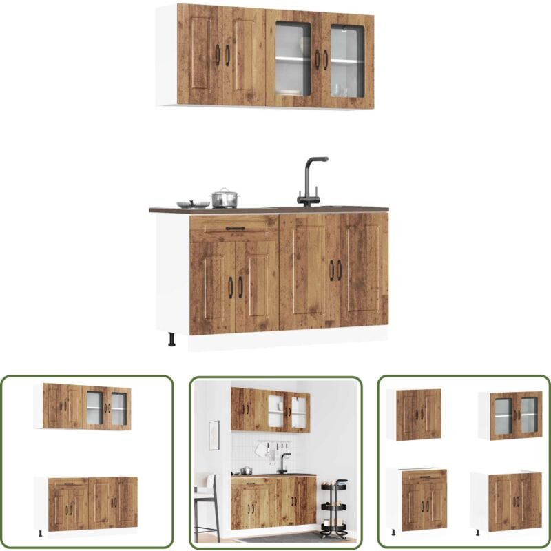 The Living Store - vidaXL 4-tlg. Küchenschrank-Set Kalmar Altholz-Optik Holzwerkstoff