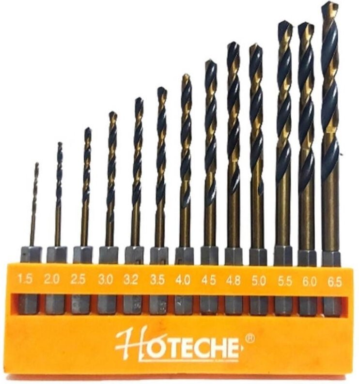 Trade Shop Traesio - Trade Shop - satz mit 13 sechskant-bohrern titan-bohrer 1/4' 1,5-6,5MM -