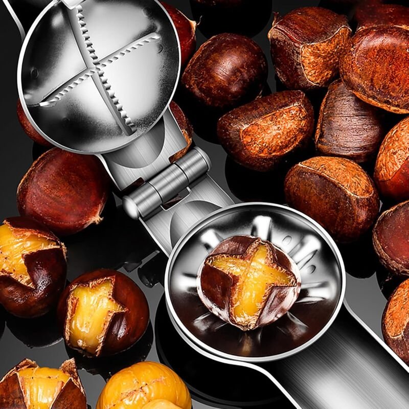 CSPARKV Kastanienklammer, Kastanienschneider, rostfrei, Kastanienöffner, Kastanienbrecher, multifunktionale Kastanienkla...